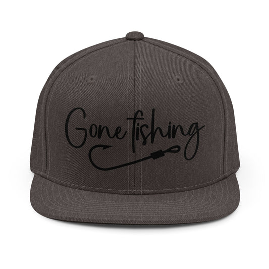 Gone Fishing Snapback Hat: Embroidered Fishing Cap for Anglers