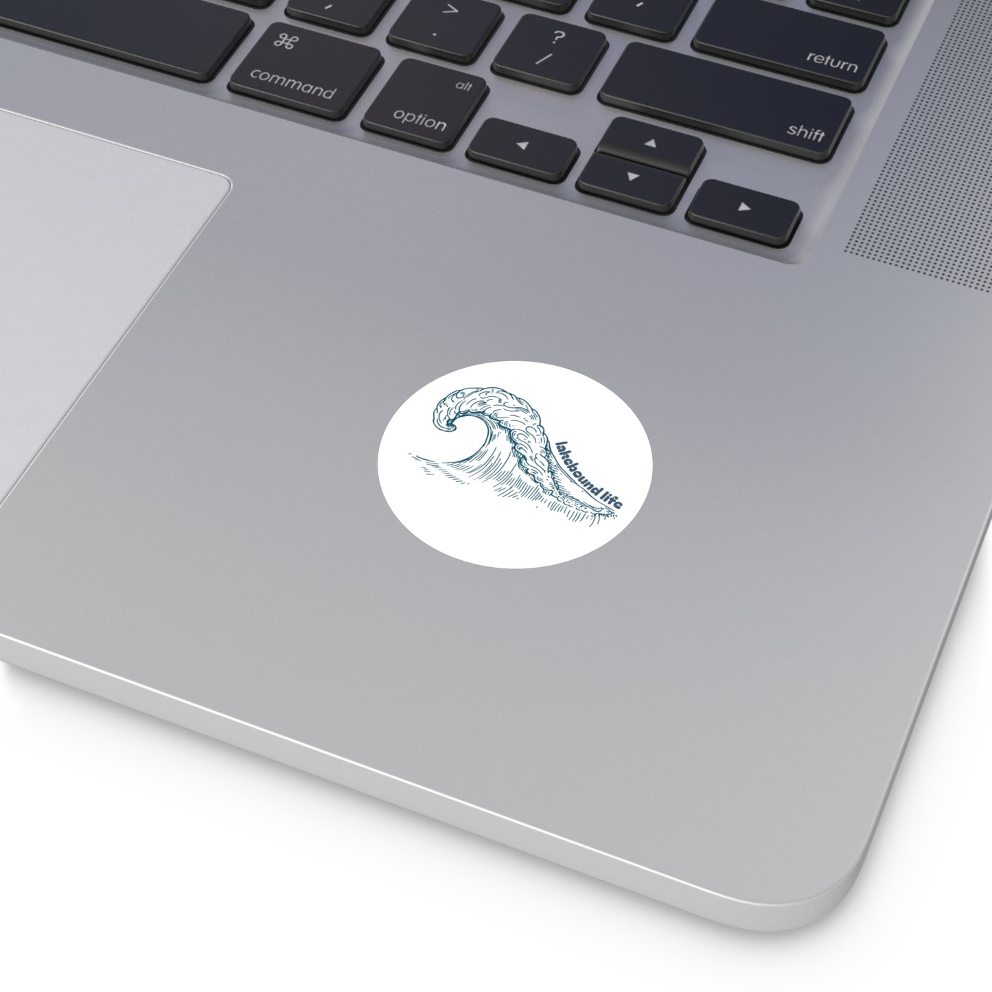 Lakebound Life Wave Round Vinyl Sticker — Blue Surf Wave Outdoor Decal