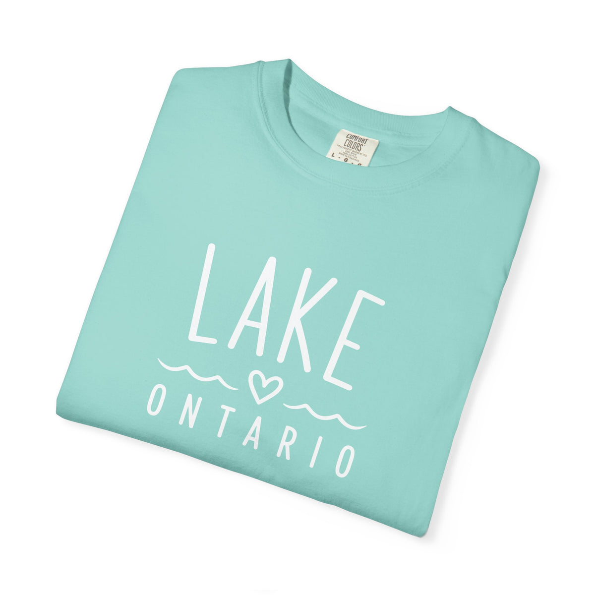 Lake Ontario Tee with Hand-Drawn Heart & Wave Graphic