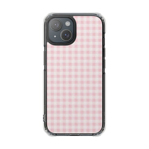 Pink Gingham Magnetic Clear Impact Phone Case