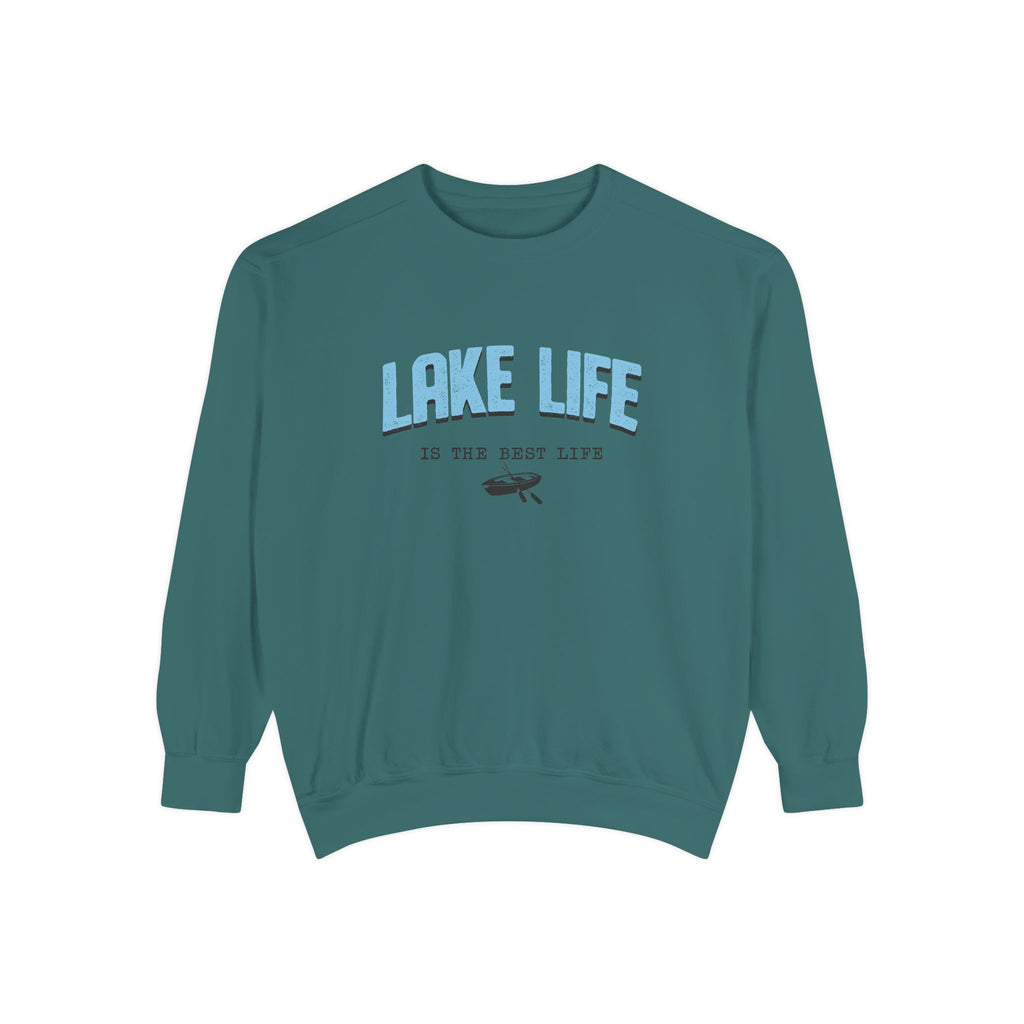 Lake Life Cozy Crewneck with Embroidered Canoe Detail