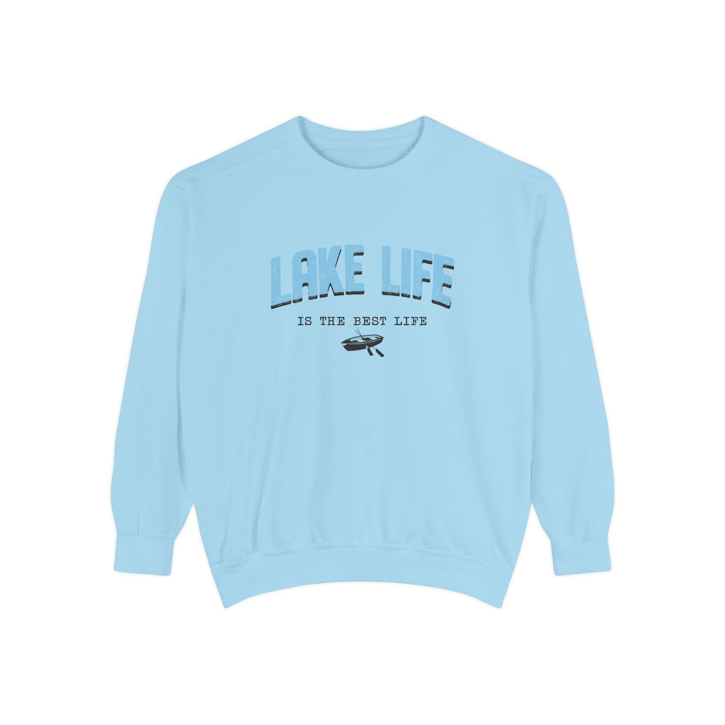 Lake Life Cozy Crewneck with Embroidered Canoe Detail