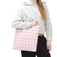 Pastel Pink Gingham Checkered Canvas Everyday Tote