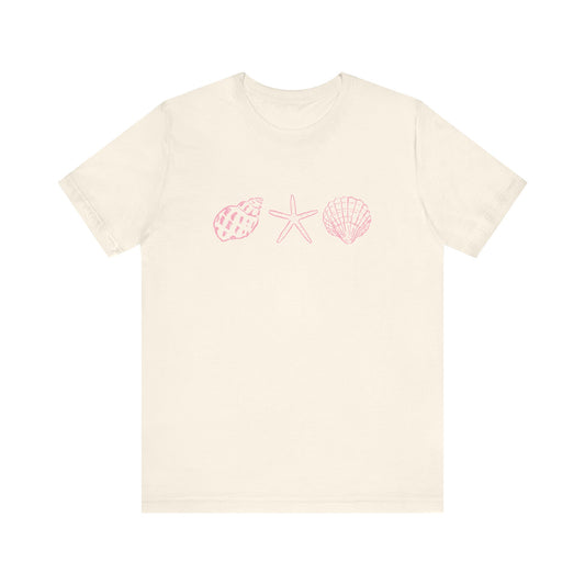 Beach Shell Tee — Pink Seashell Trio Graphic T-Shirt