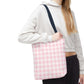 Pastel Pink Gingham Checkered Canvas Everyday Tote