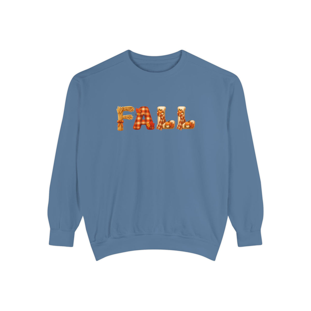 Garment-Dyed FALL Crewneck with Leaf-Strewn Lettering
