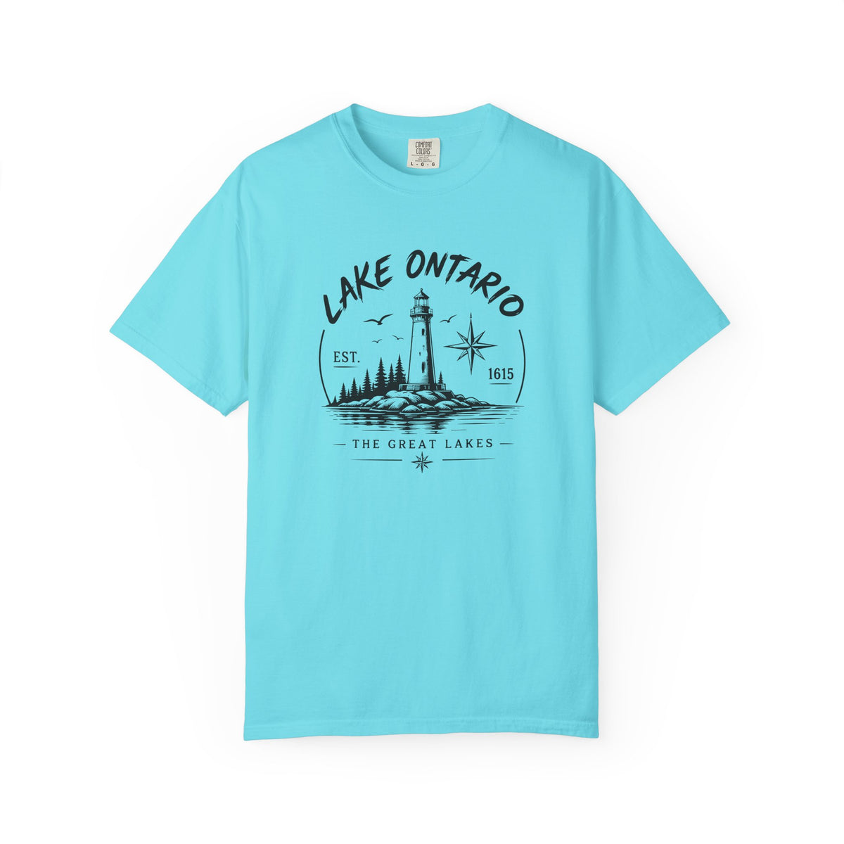 Lake Ontario Lighthouse Tee, Vintage Great Lakes Nautical Print