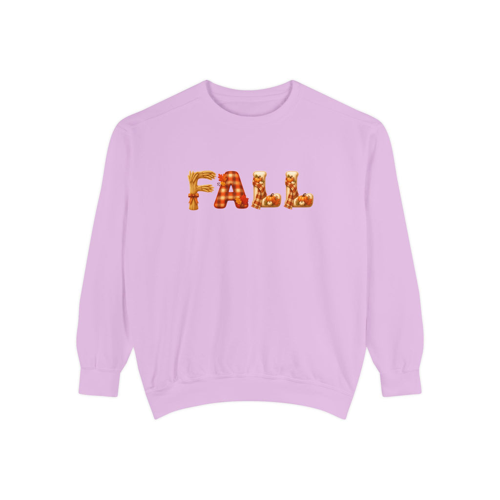 Garment-Dyed FALL Crewneck with Leaf-Strewn Lettering
