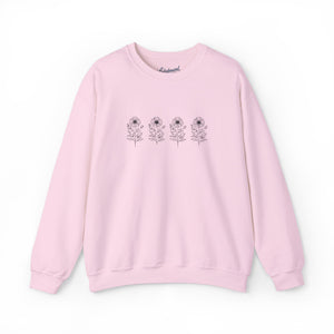 Floral Sketch Crewneck Sweatshirt — Minimal Sunflower Line Art Pullover