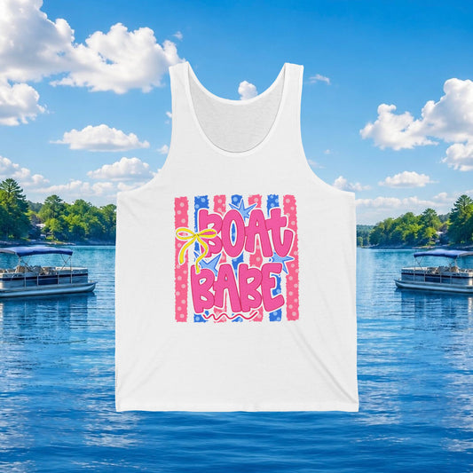 Boat Babe Tank Top — Pink Nautical Summer Graphic