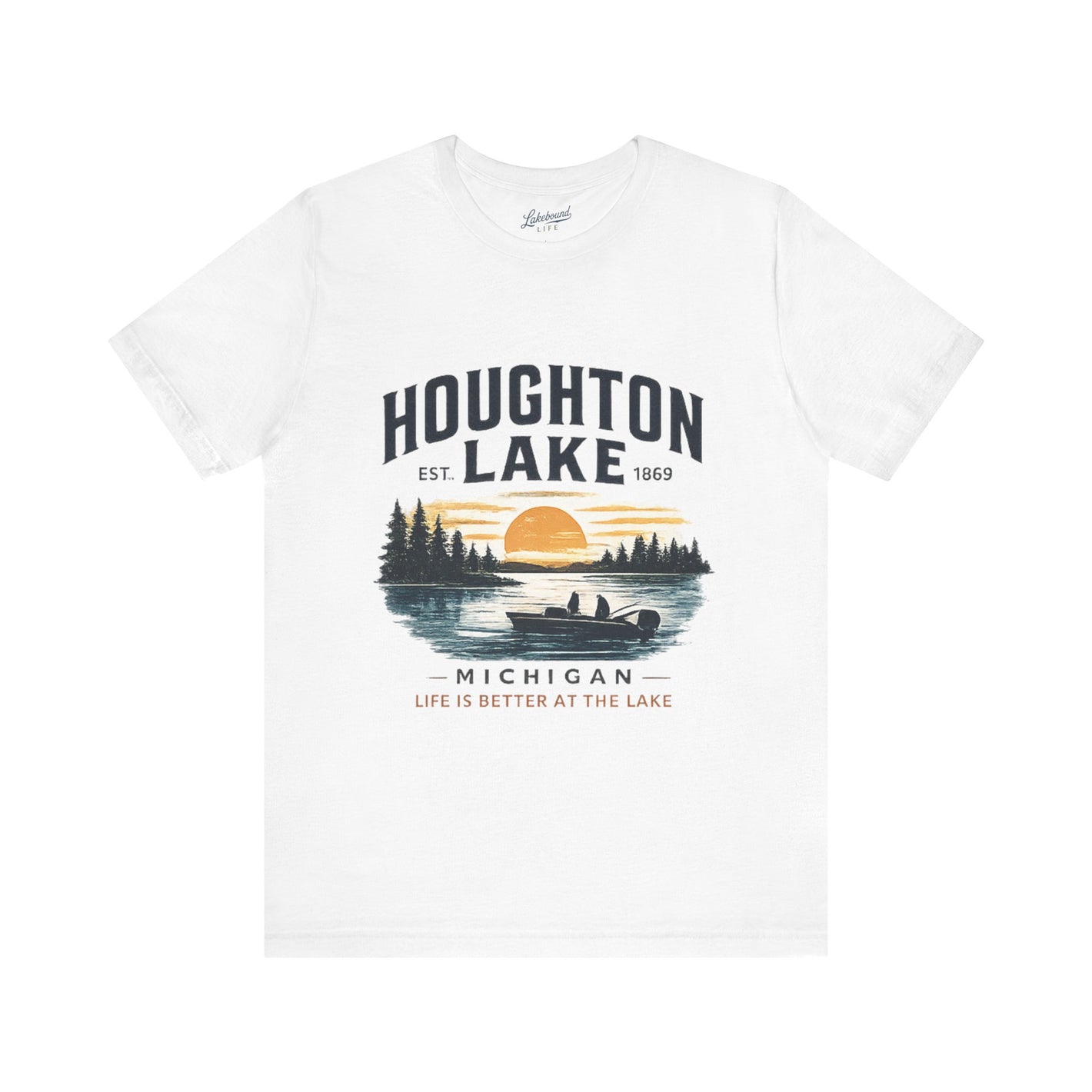 Houghton Lake Sunset Canoe T-Shirt — Life Is Better at the Lake