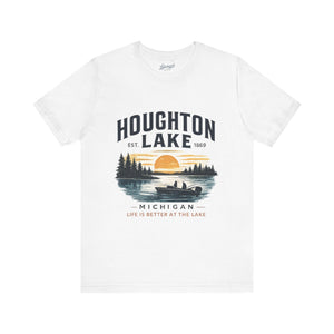 Houghton Lake Sunset Canoe T-Shirt: Life Is Better at the Lake