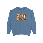 Fall Leopard Plaid Sweatshirt with Autumn Leaves Graphic
