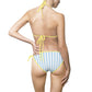 Striped Blue Triangle Bikini — Women’s Tie-Side Swimsuit