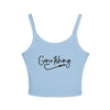 Gone Fishing Tank Top — Women's Spaghetti Strap Crop Tank - Solid Baby Blue Blend