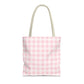Pastel Pink Gingham Checkered Canvas Everyday Tote