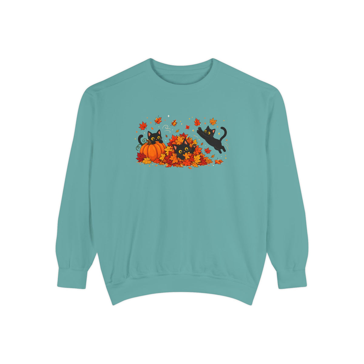 Black Cat & Pumpkin Patch Crewneck for Autumn Porch Nights