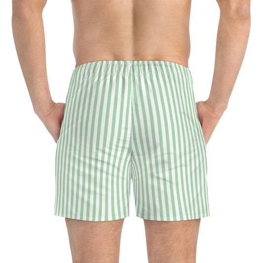 Mint Stripe Swim Trunks — Lightweight Men’s Beach Shorts