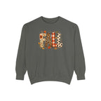 Fall Leopard Plaid Sweatshirt with Autumn Leaves Graphic