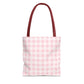 Pastel Pink Gingham Checkered Canvas Everyday Tote