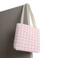 Pastel Pink Gingham Checkered Canvas Everyday Tote