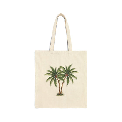 Palm Tree Canvas Tote Bag — Tropical Eco-Friendly Cotton Shopping Bag