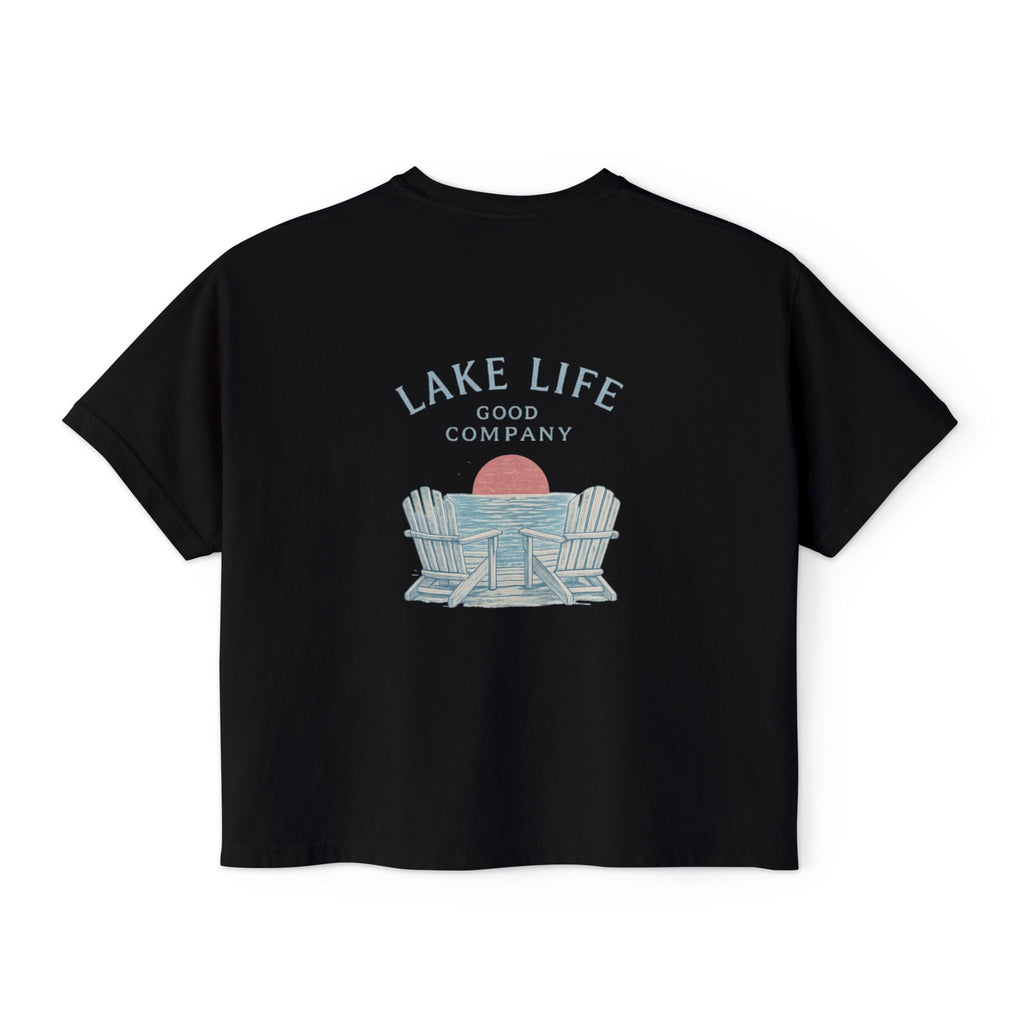 "Lake Life Good Company" Front & Back Cropped T-Shirt
