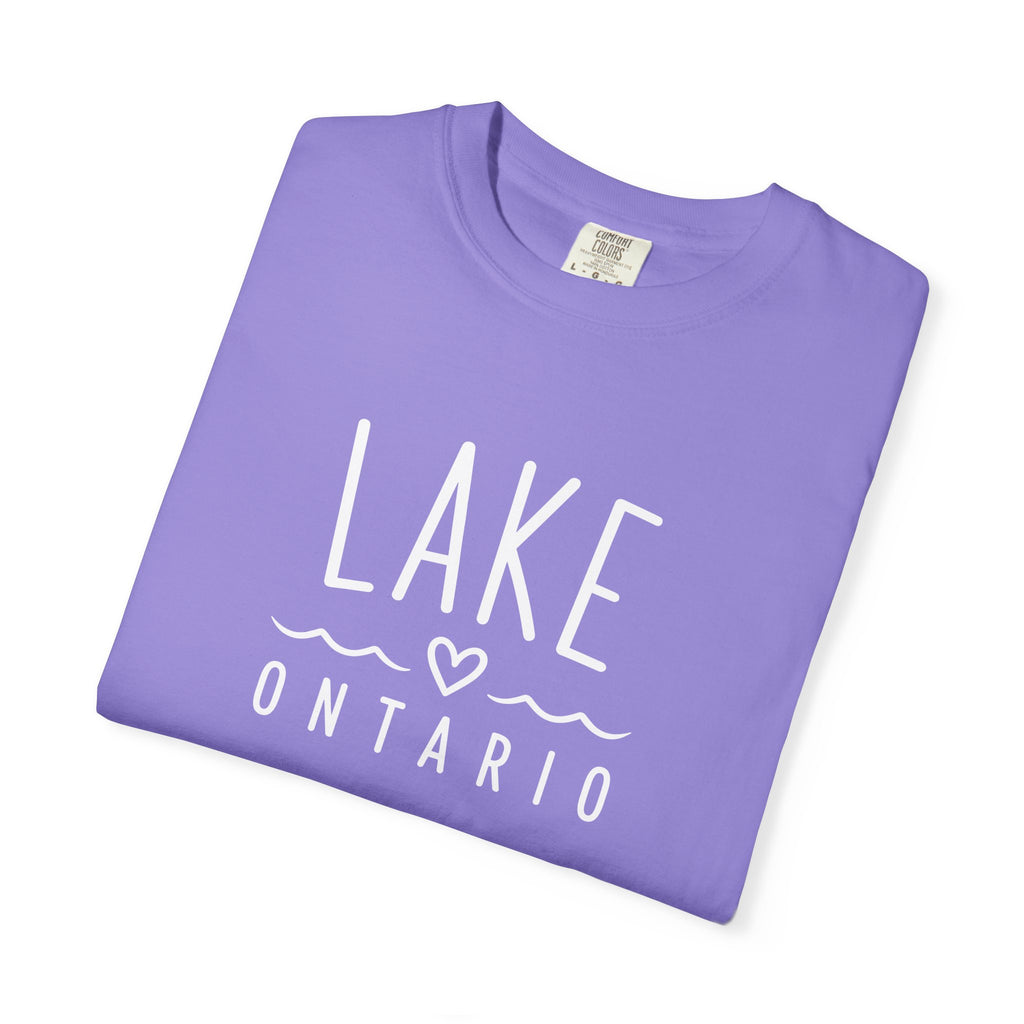 Lake Ontario Tee with Hand-Drawn Heart & Wave Graphic