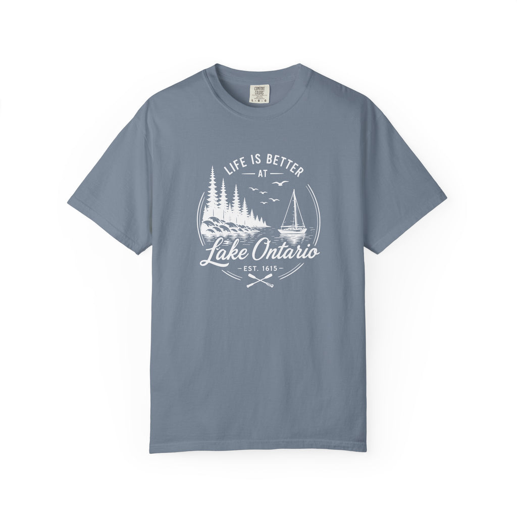 Lake Ontario Tee, Life Is Better at the Lake Sailboat Graphic