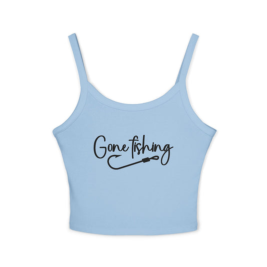Gone Fishing Tank Top — Women's Spaghetti Strap Crop Tank