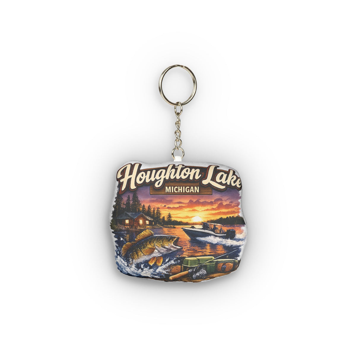 Houghton Lake Michigan Plush Keychain
