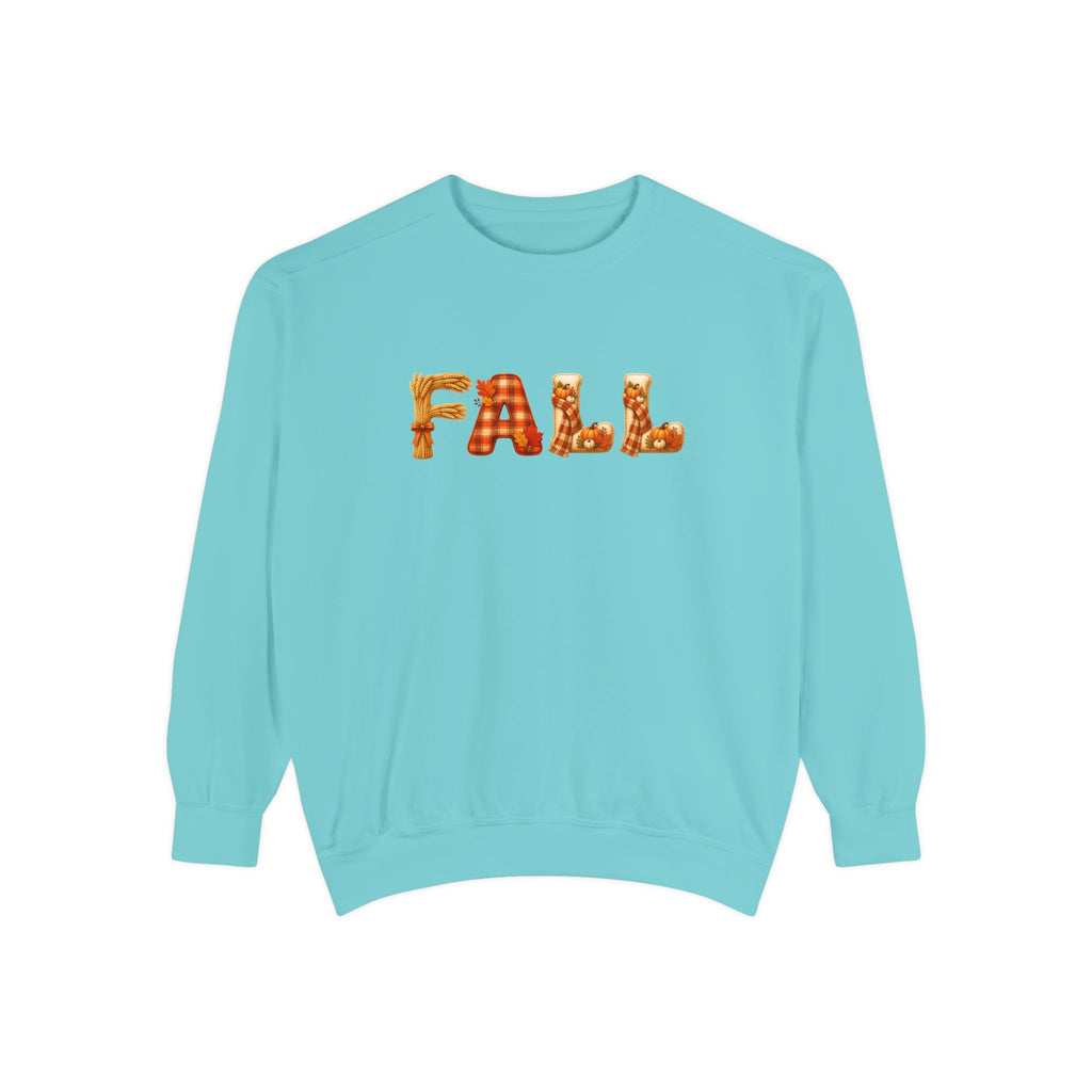 Garment-Dyed FALL Crewneck with Leaf-Strewn Lettering