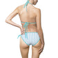 Striped Blue Triangle Bikini — Women’s Tie-Side Swimsuit