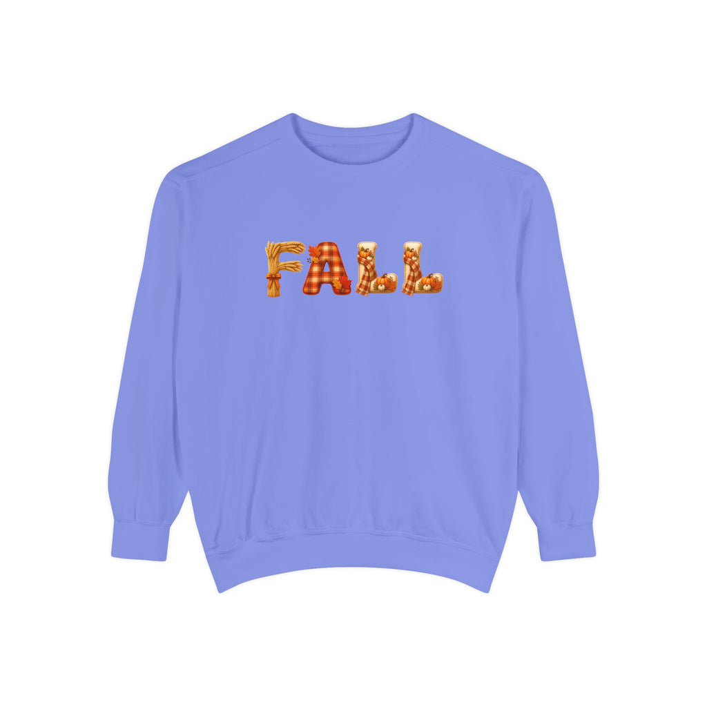 Garment-Dyed FALL Crewneck with Leaf-Strewn Lettering
