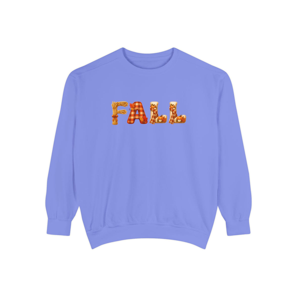 Garment-Dyed FALL Crewneck with Leaf-Strewn Lettering
