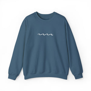 Minimal Embroidered Wave - Crewneck Sweatshirt