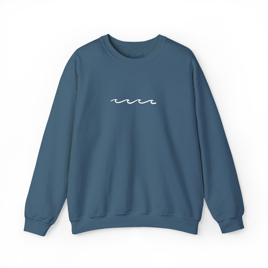 Minimal Embroidered Wave - Crewneck Sweatshirt