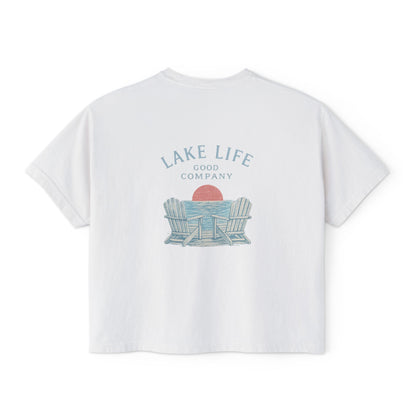 Lake Life Boxy Tee — "Lake Life, Good Company" Graphic