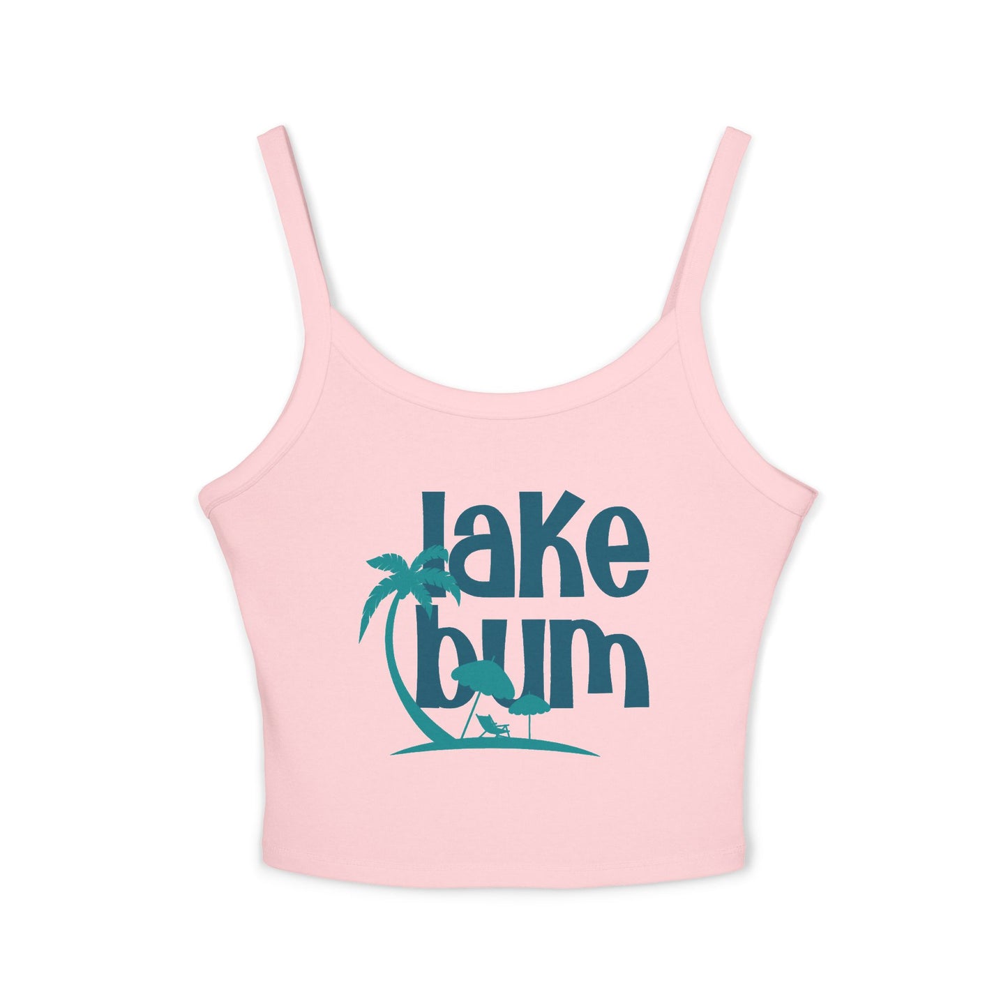 Lake Bum Tank Top - Women's Crop Spaghetti Strap, Palm & Cabin