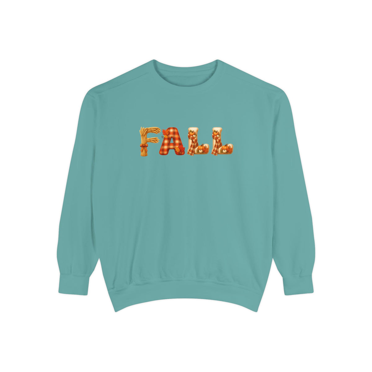 Garment-Dyed FALL Crewneck with Leaf-Strewn Lettering