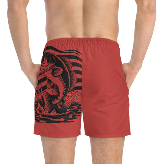 Patriotic Bass Swim Trunks — American Flag Fishing Boardshorts