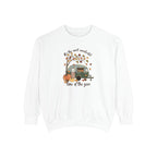 Fall Camper Crewneck with Autumn Cabin Illustration
