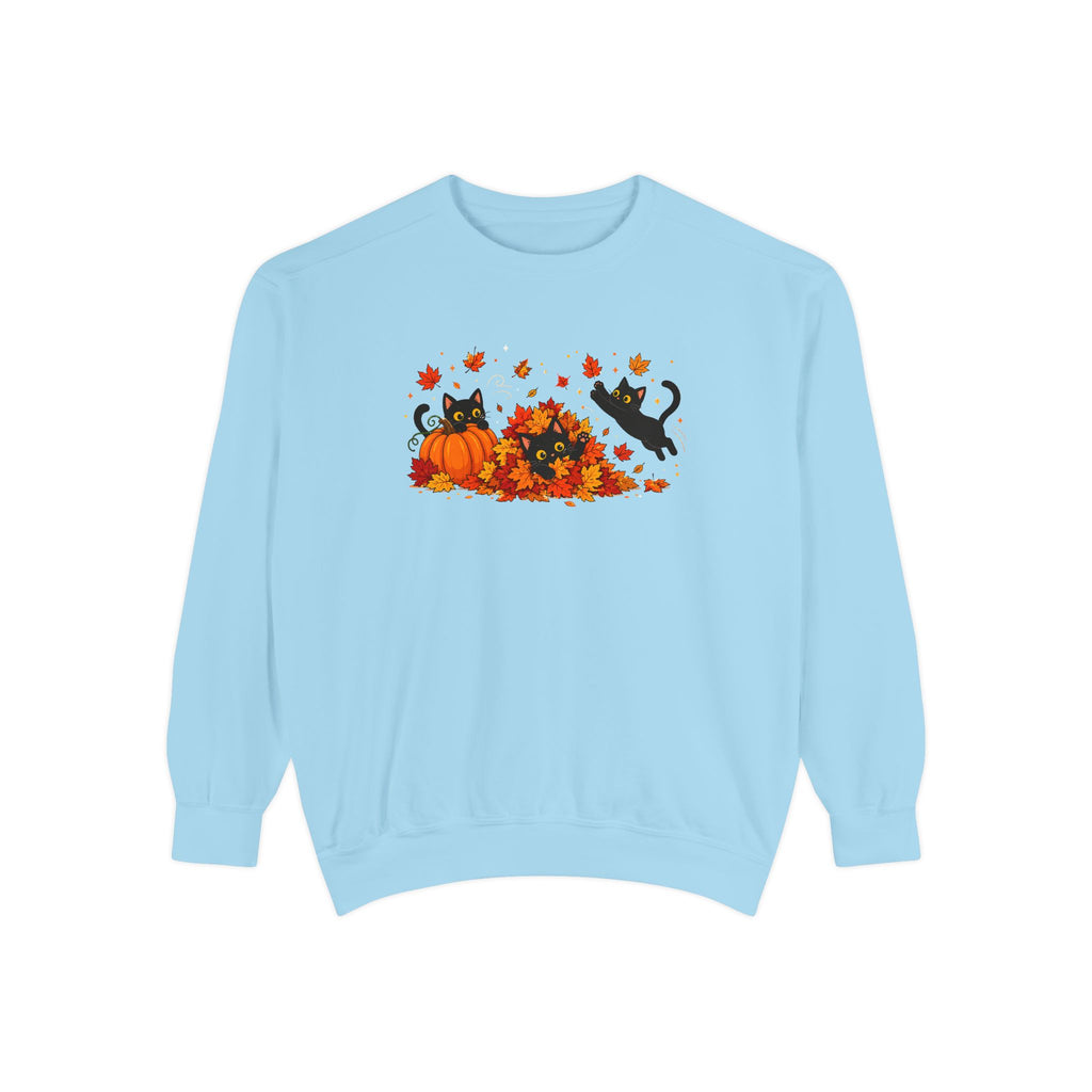 Black Cat & Pumpkin Patch Crewneck for Autumn Porch Nights