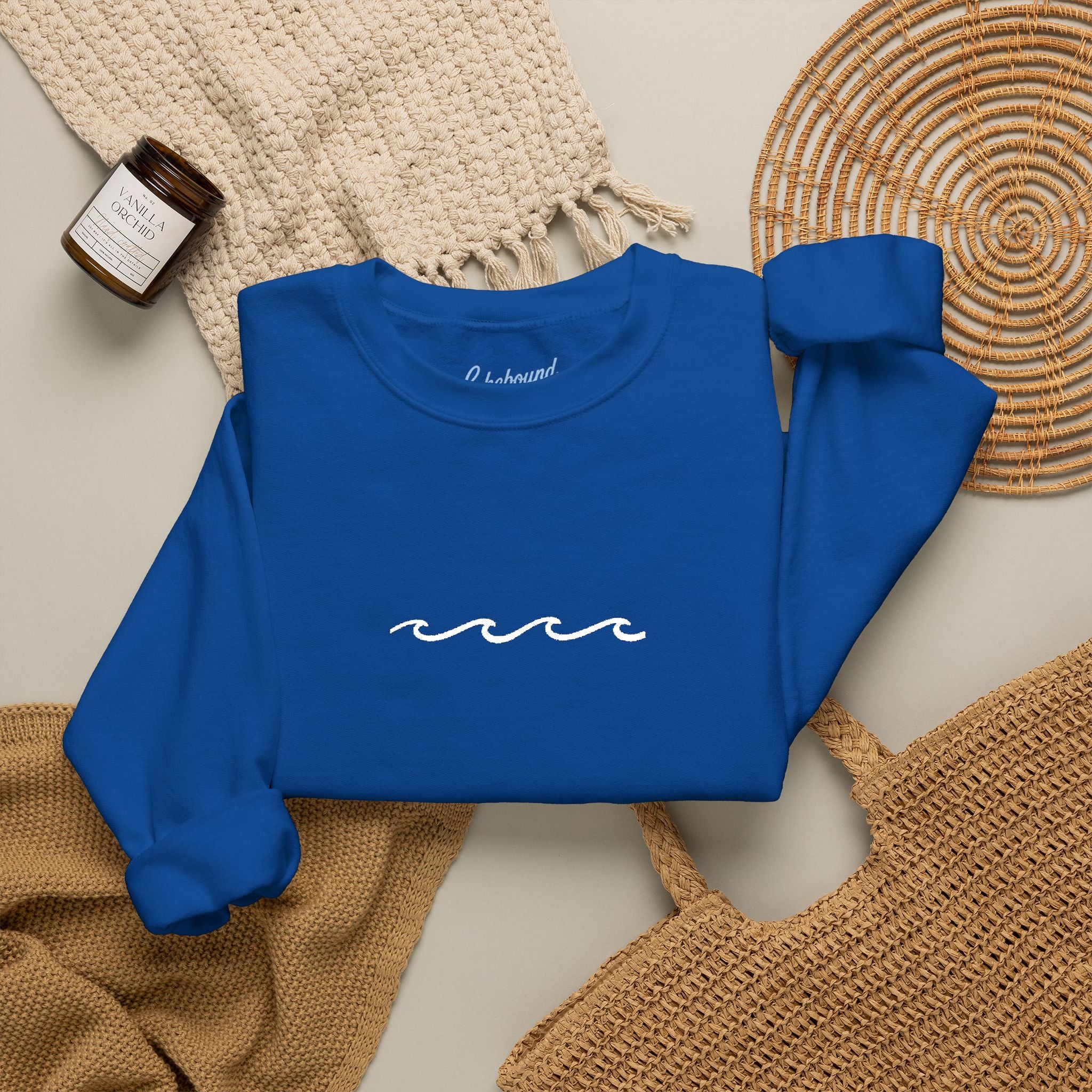 Embroidered Wave Crewneck