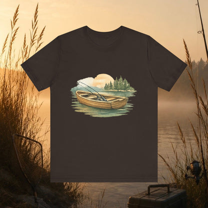 Fishing on Lake T-Shirt – Vintage Sunset Tee for Outdoors Lovers