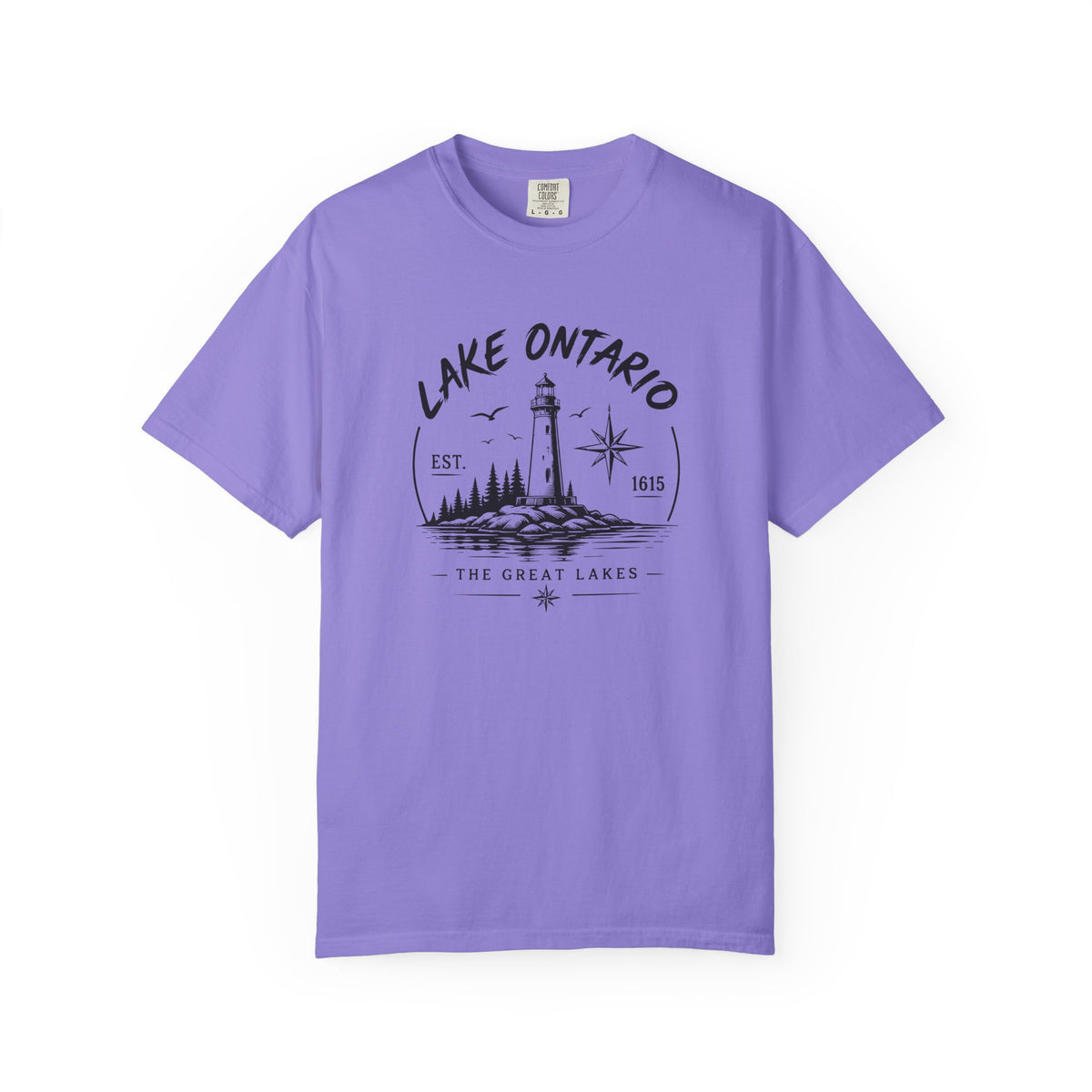 Lake Ontario Lighthouse Tee, Vintage Great Lakes Nautical Print