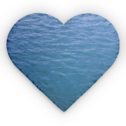 Heart Pillow — Ocean Wave Blue Custom Shaped Decorative Pillow