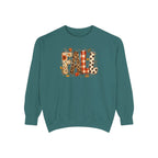Fall Leopard Plaid Sweatshirt with Autumn Leaves Graphic