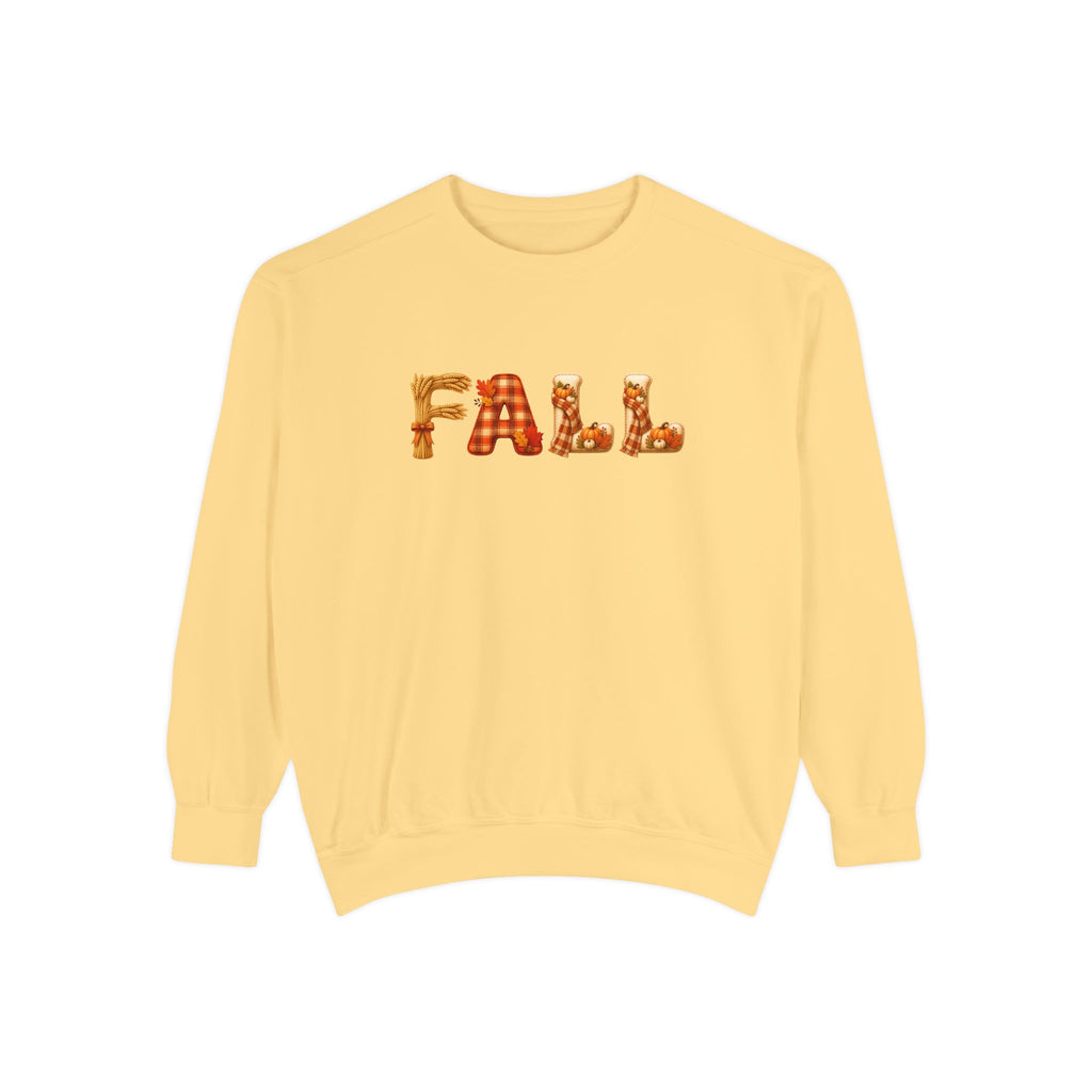 Garment-Dyed FALL Crewneck with Leaf-Strewn Lettering
