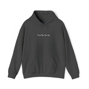 Wave Line Embroidered Hoodie: Minimalist Ocean Graphic Pullover
